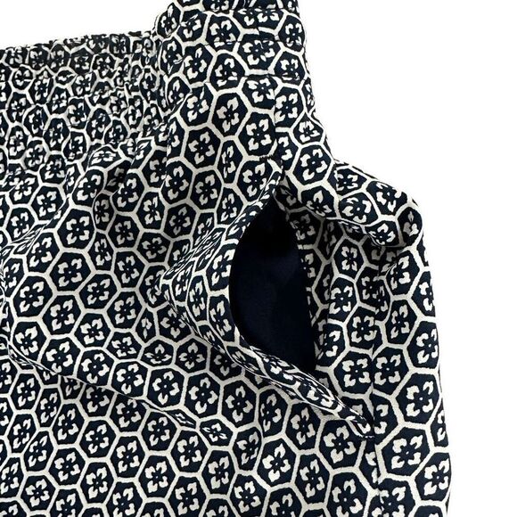 Talbots Drawstring Elastic Waist Pant size Large Navy White Geometric Print - Picture 3 of 7